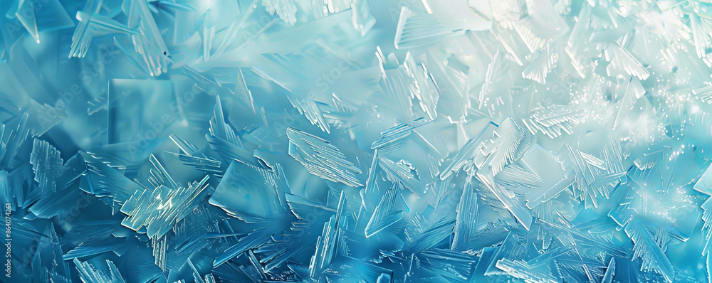 Poster ice background with a crystalline texture in shades of blue and white. the surface is covered in int