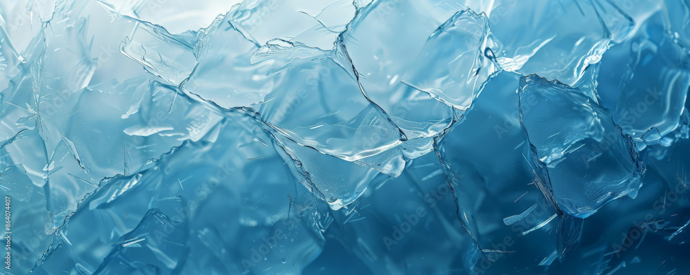 Poster ice background with a gradient of blue tones. the smooth, polished ice surfaces reflect light, creat