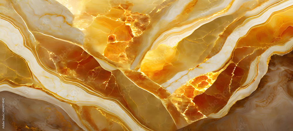 Poster design a digital texture inspired by the warm and translucent qualities of honey onyx marble. genera