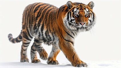 Obraz premium Striking Siberian Tiger in a White Setting