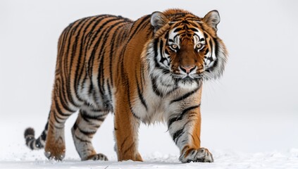 Obraz premium Majestic Siberian Tiger Walking Through Snow