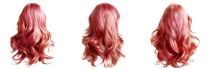 Naklejka premium set of pink hair isolated on a white or transparent background