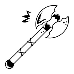 An icon of double axe designed in doodle style