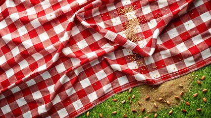 Obraz premium Vintage Style Picnic Blanket Texture with Scattered Crumbs