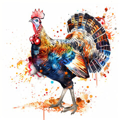 merriam turkey watercolor illustration on white background, merriam turkey watercolor painting