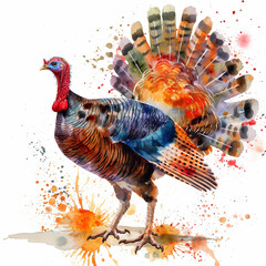 merriam turkey watercolor illustration on white background, merriam turkey watercolor painting