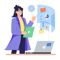 A flat character illustration of business planning manager 