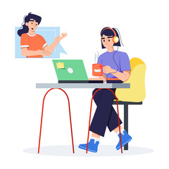 Online client support illustration in flat style 
