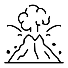 An outline icon of volcano eruption  © Prosymbols