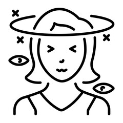 A line icon showing a person with paranoia