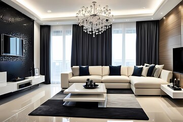 Modern decor: sleek lines, vibrant colors, open spaces, elegant touches.