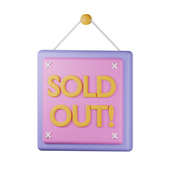 Sold store online e-commerce 3D icon isolated on white background