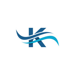 Initial K Wave Flowing Business Icon Design Creative Logo Design