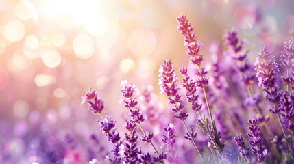 Naklejka premium Lavender flowers background. Lavender flowers on bokeh background. Nature background.