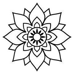 Naklejka premium Black Mandala Line Art Vector Design