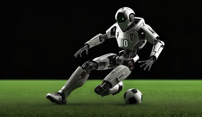 Robot Ai soccer player in action