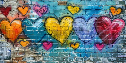 Colorful Love Graffiti on Time-Worn Urban Wall