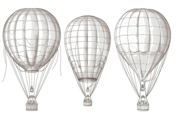 Obraz premium Hot air balloon set, contour drawings for design