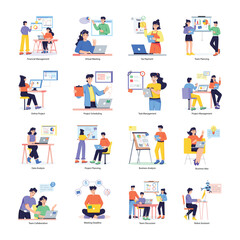Collection of Project Planning Flat Illustrations 

