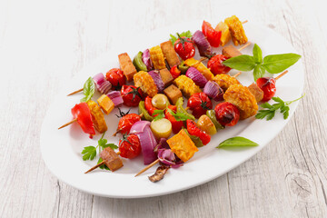 grilled vegetable skewer- summer vegetarian barbecue