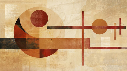 Brown and beige Suprematism art background 