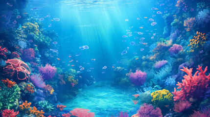 Underwater Sea Ocean Nature isolation background, Illustration