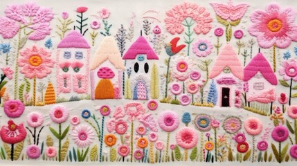 Colorful children handmade embroidery.