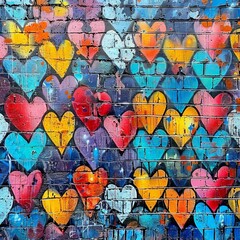Obraz premium Colorful Love Graffiti on Time-Worn Urban Wall
