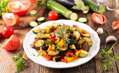 fried vegetables, ratatouille