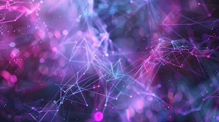 gray and purple background with abstract lines and colors, in the style of intertwined networks, technology-based art, line and dot work