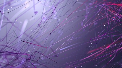 gray and purple background with abstract lines and colors, in the style of intertwined networks, technology-based art, line and dot work