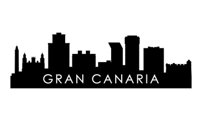 Fototapeta premium Gran Canaria skyline silhouette. Black Gran Canaria city design isolated on white background. 