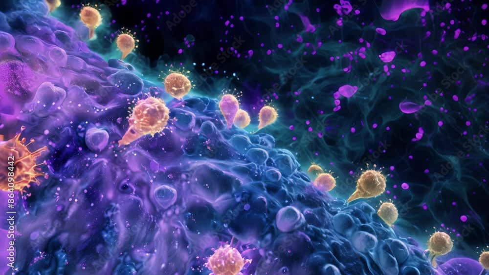 Poster single leukocytes moving in search for bacteria using chemotaxis to navigate towards the site of .