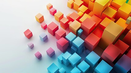 Modern background for the presentation, colorful cubes on a white background, free center of the image