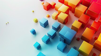 Modern background for the presentation, colorful cubes on a white background, free center of the image