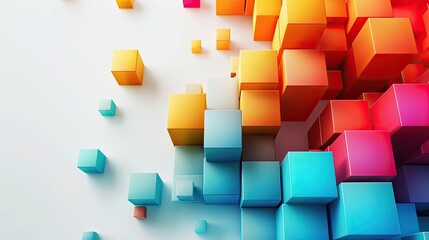 Modern background for the presentation, colorful cubes on a white background, free center of the image