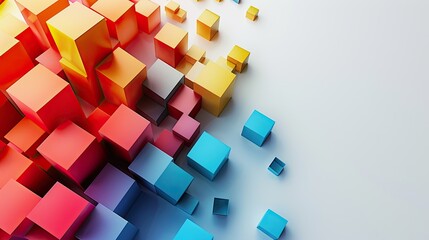 Obraz premium Modern background for the presentation, colorful cubes on a white background, free center of the image