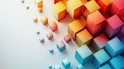 Modern background for the presentation, colorful cubes on a white background, free center of the image