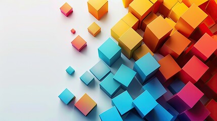 Obraz premium Modern background for the presentation, colorful cubes on a white background, free center of the image
