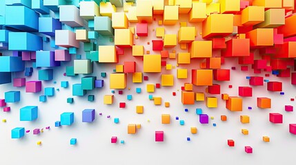 Modern background for the presentation, colorful cubes on a white background, free center of the image