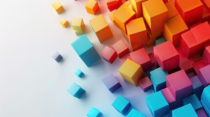 Obraz premium Modern background for the presentation, colorful cubes on a white background, free center of the image