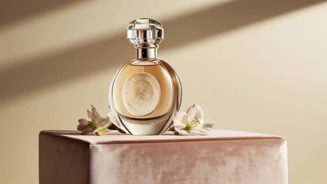 a delicate, antique-inspired perfume atomizer with intricate engravings and a slender, crystal-like stopper.