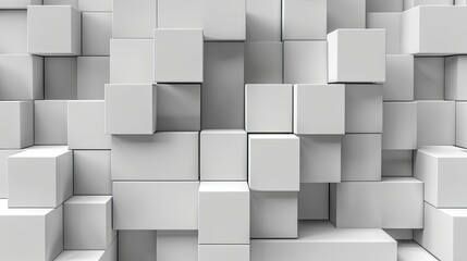 Random shifted white cube boxes block background wallpaper banner with copy space