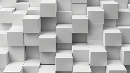 Random shifted white cube boxes block background wallpaper banner with copy space