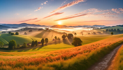 Obraz premium sunset over the field
