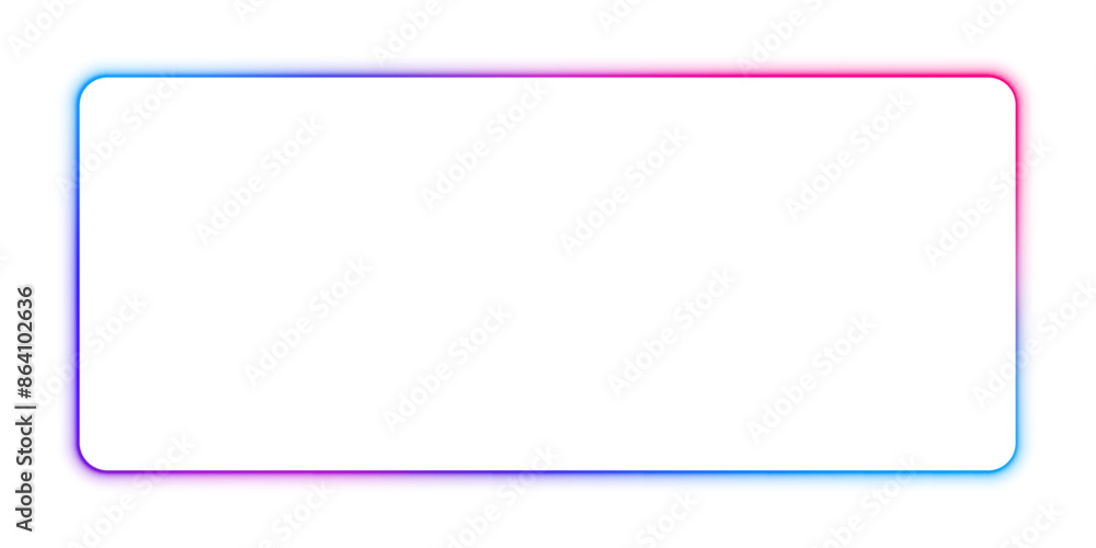 Poster Square rectangular frame with two color neon motion graphics on isolated transparent background in PNG and vector format. Blank copy space in the middle. 