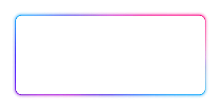 Square rectangular frame with two color neon motion graphics on isolated transparent background in PNG and vector format. Blank copy space in the middle. 