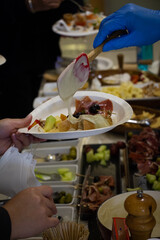 Buffet meals in luxury hotels often include a variety of food options from all over the world.   
