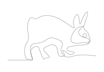 Rabbit vector continues line art, cartoon animals vector single line drawing