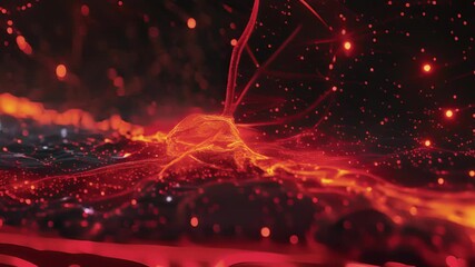 A flickering glow emanating from a single action potential traveling down a neuronal pathway.